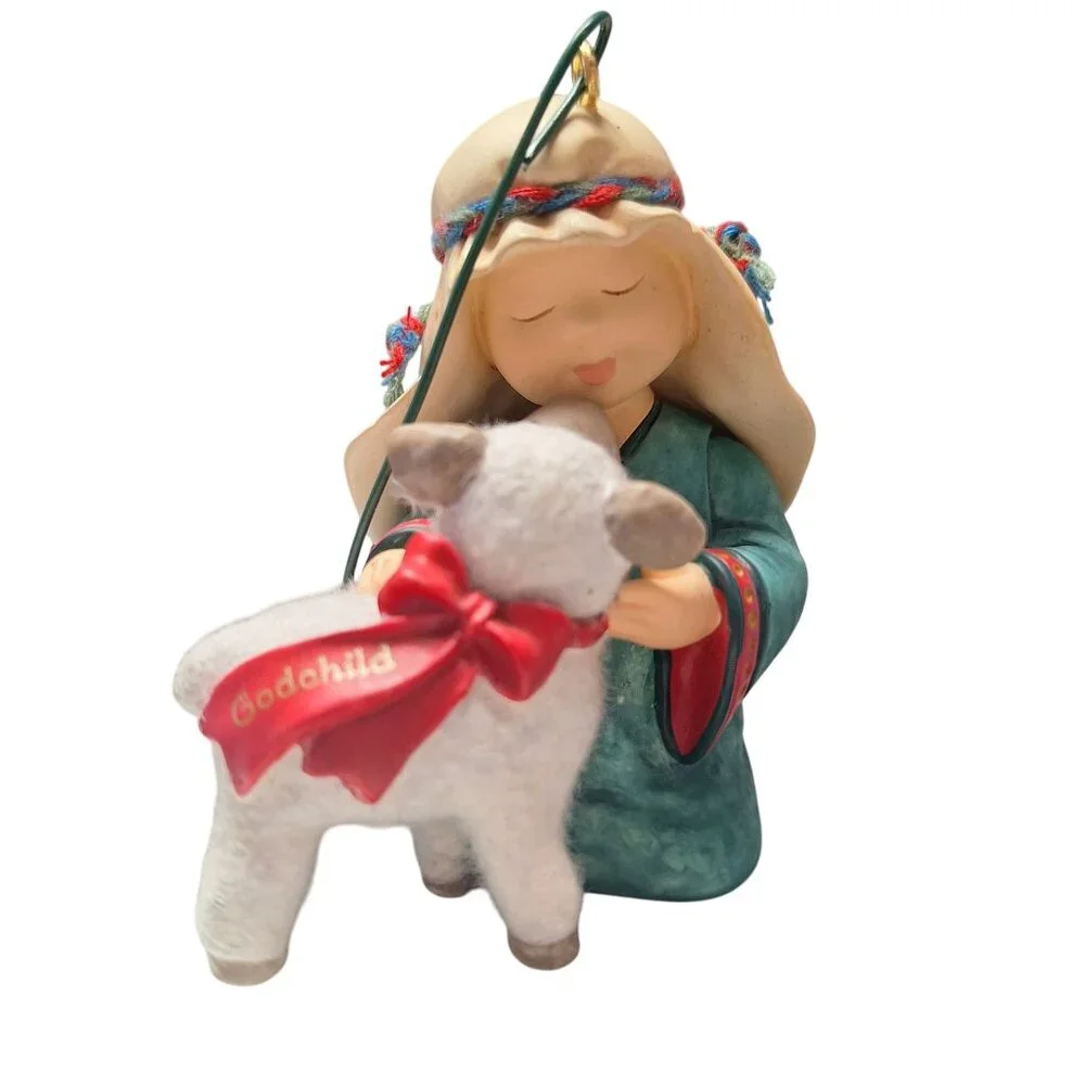 Hallmark Keepsake Ornament Godchild With Lamb 2004 Handcrafted Christmas Decorat